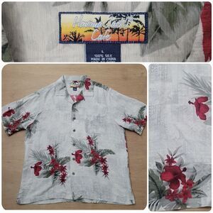 Havana Jack Cafe Shirt Hawaiian Tropical Print 100% Silk Size Large Men's